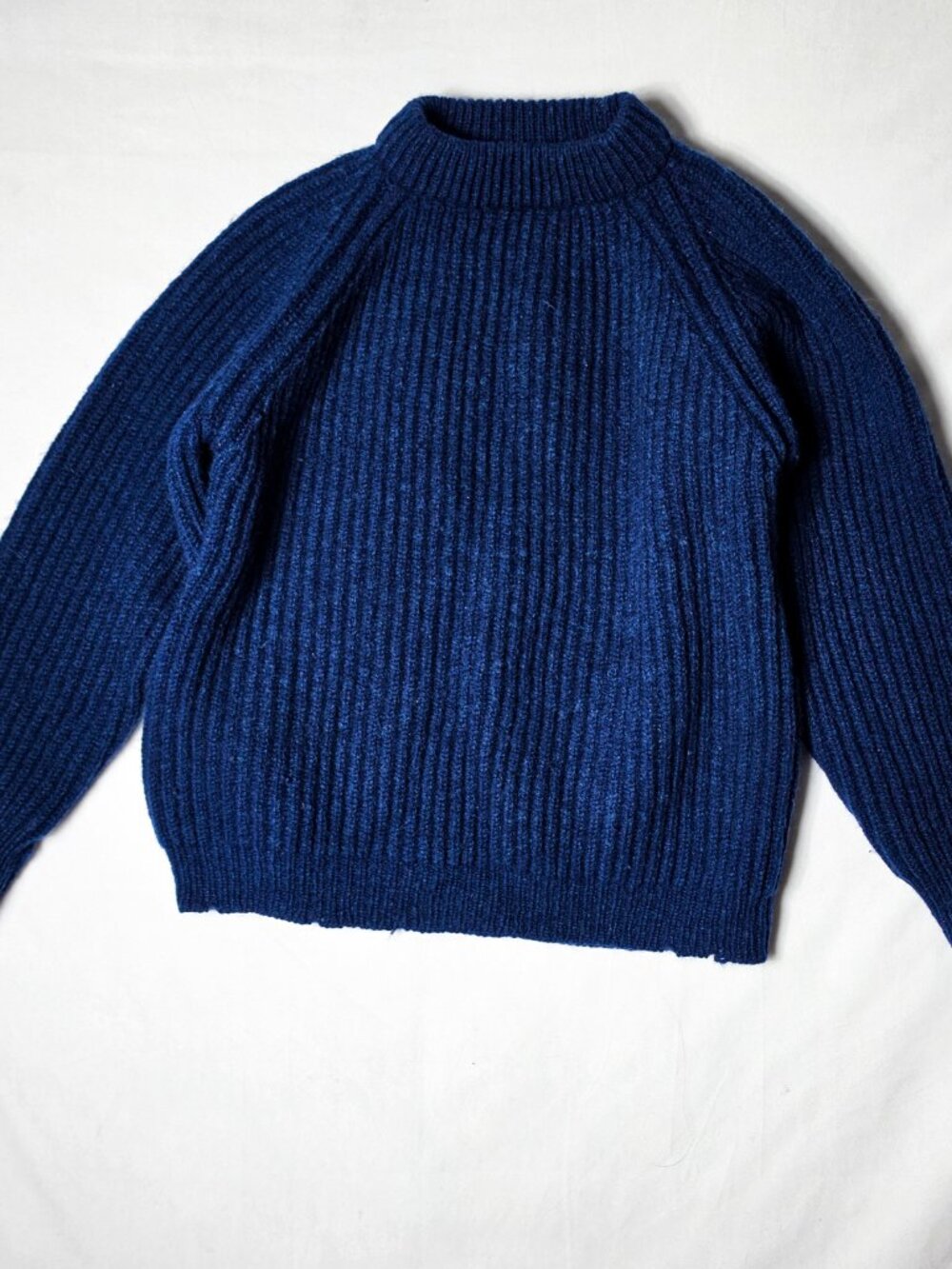 Vintage Eddie bauer Blue Ribbed Knit Wool Fisherman Sweater Crewneck large